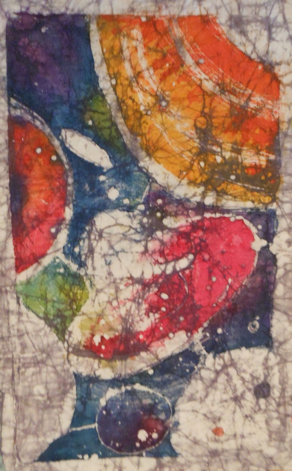 This is the first batik I ever did just playing with the wax and colors, played with applying wax with a brush as well as a needle...