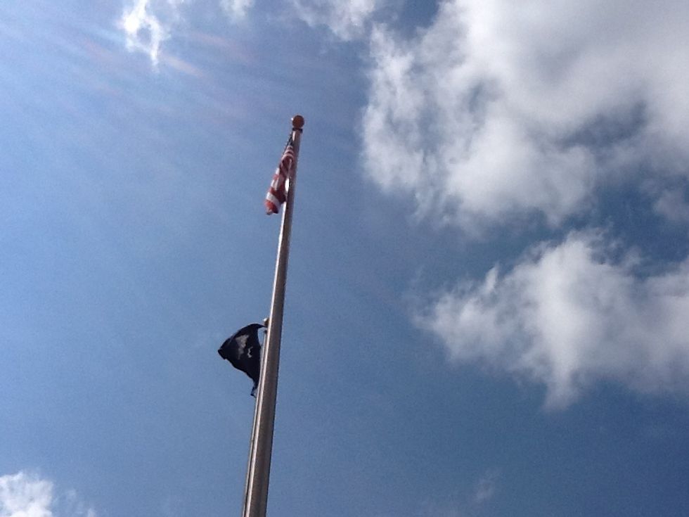 This is the flag pole in the front of the school. It represents a ray because it goes on in one direction.