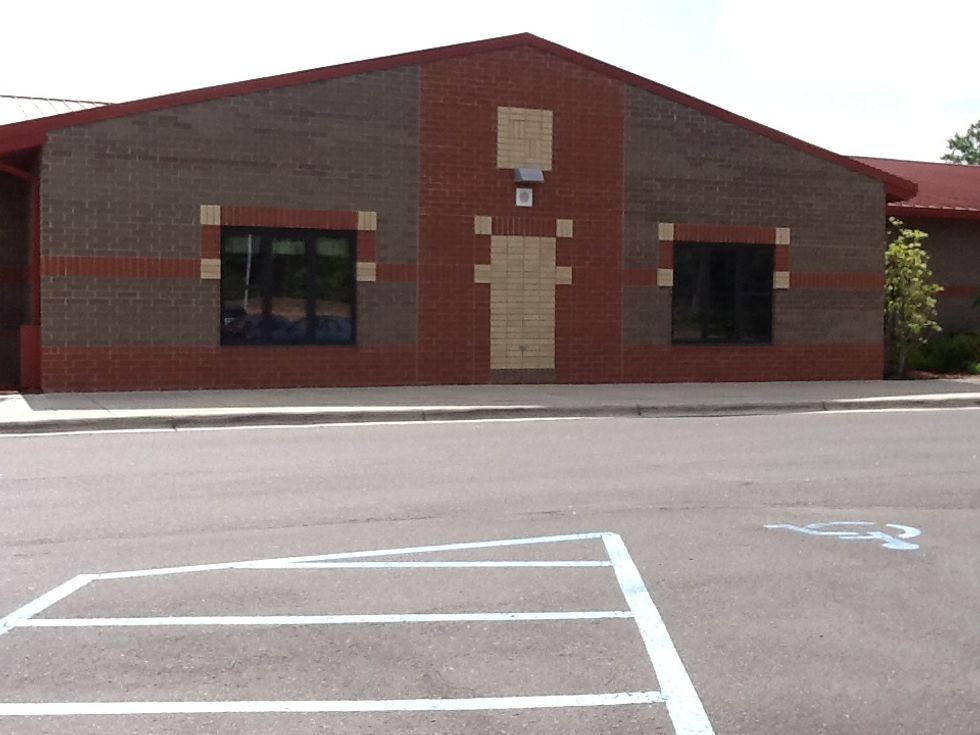 This is the front of the school which represents a pentagon.