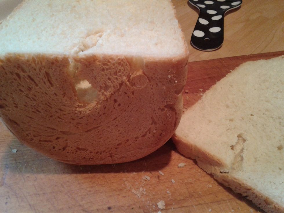 This is the hole that's left. Check out my snapguide 'make a simple bacon sandwich' to see how I used this loaf.