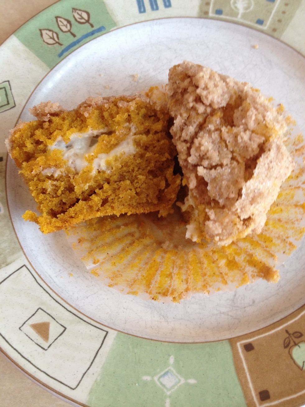 This is the inside of the cupcake! The cream cheese is all melted and delicious