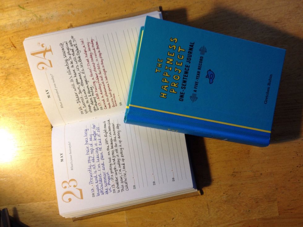 This is the inside of the Q&A a Day. There is a question to prompt entries. I don't always answer these and often include other details.