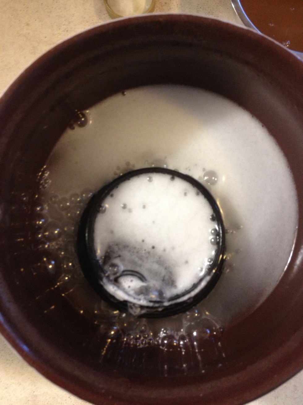 This is the lid in a volcano bath and I scrubbed scrubbed scrubbed it all over.