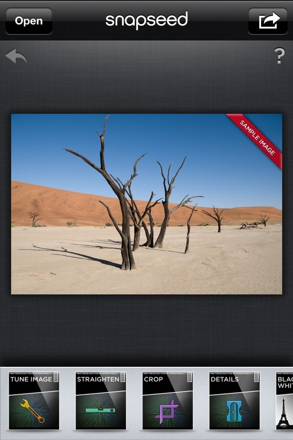 This is the main screen. Tap OPEN at the top right to import your BAD QUALITY 4th Gen IPod Photo.