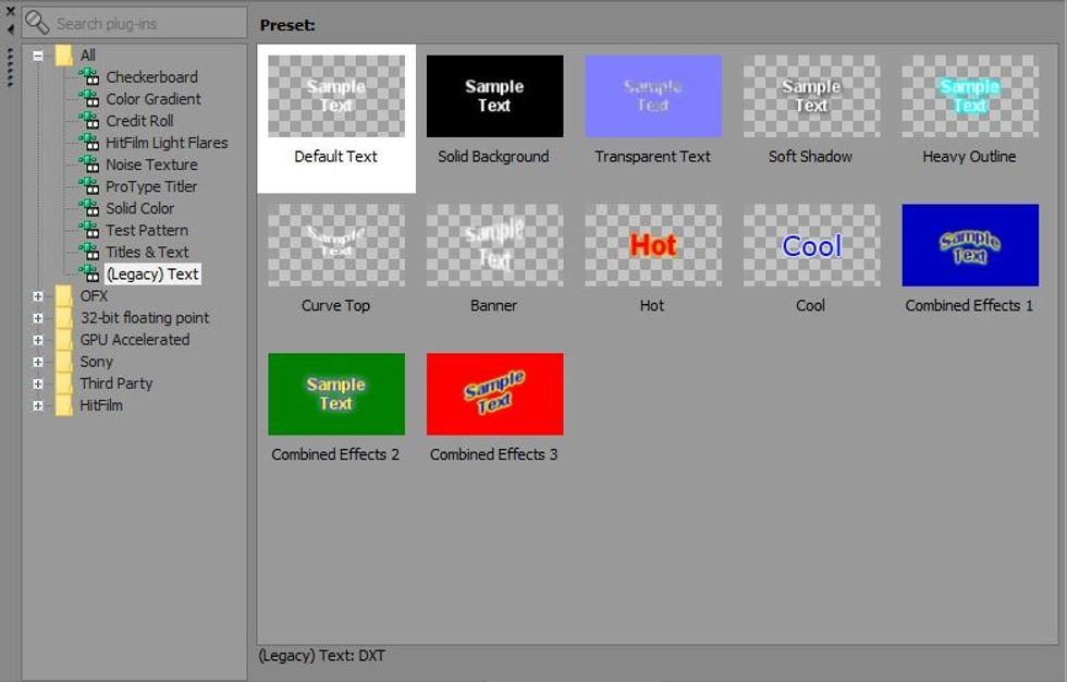 This is the Media Generators tab. This tab allows you to pick out different preset text boxes and put them in your video. They can be changed at any time