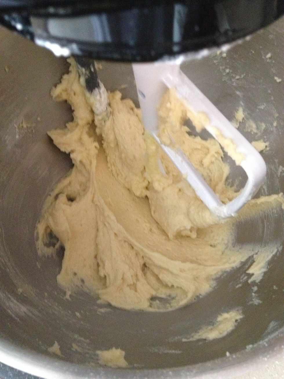 This is the mixture after the first addition of flour