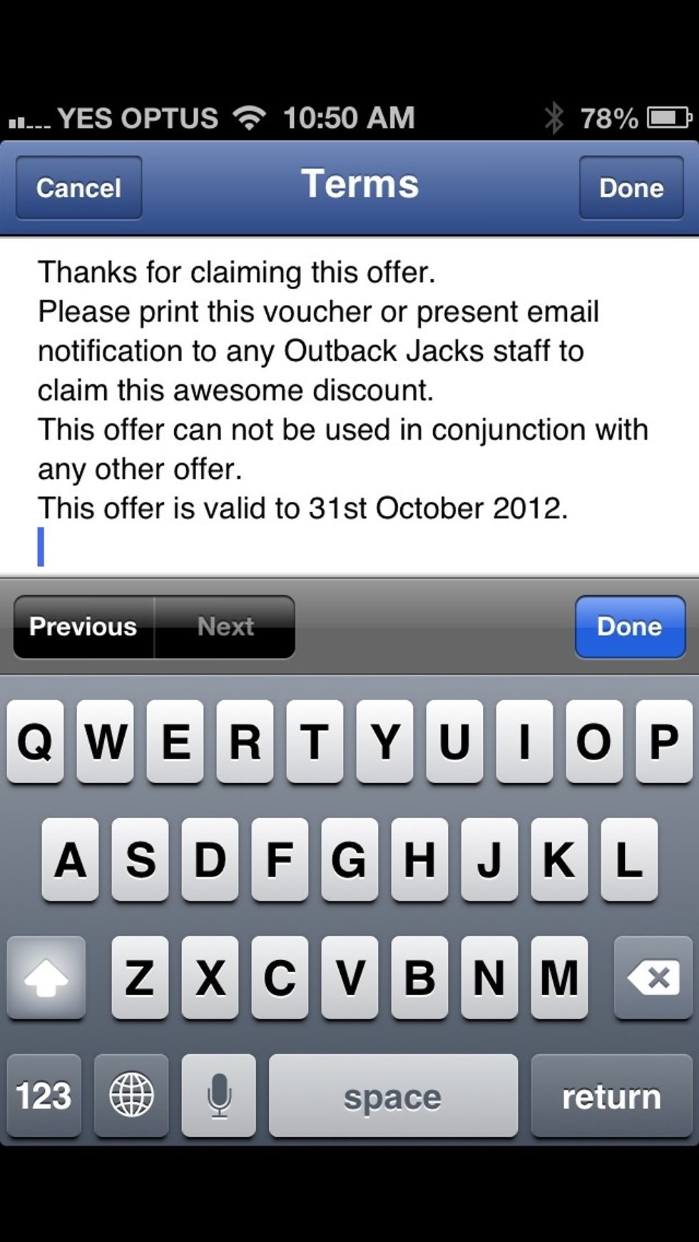 This is the most important part of any offer. As you'll see above I've listed some important terms. This appears in the email to the fan when they claim the offer.