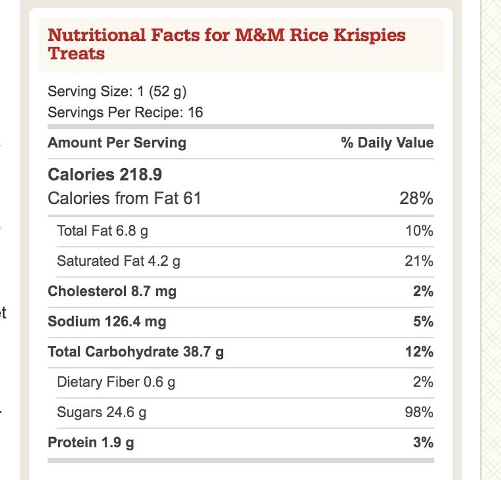 This is the nutrition label for the treats