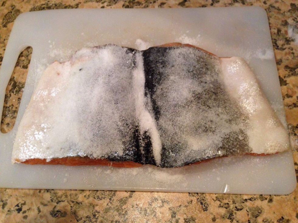 This is the other side. Also note that you need to salt the place round the spine more than other parts.