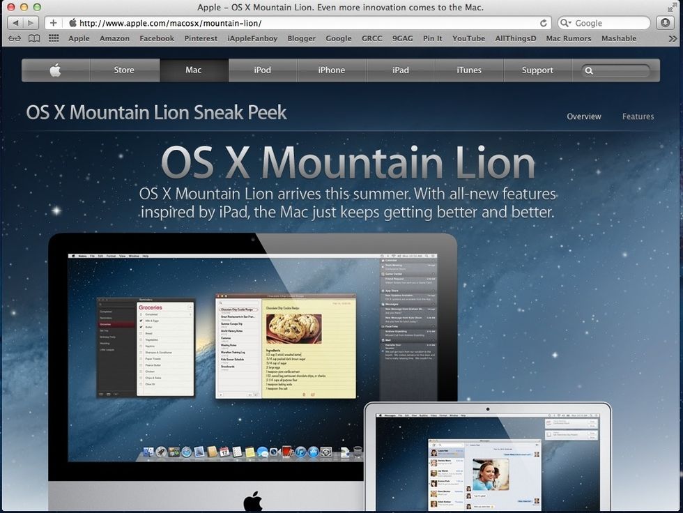 This is the page introducing you to the OS X Mountain Lion.