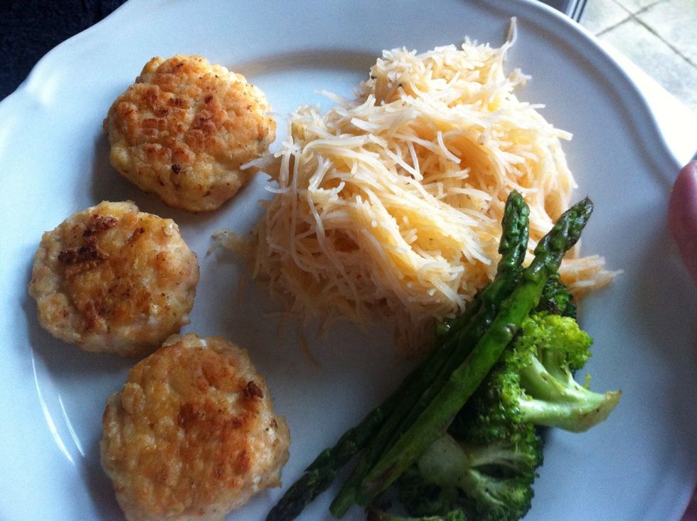 This is the part where you can squeeze a lemon on it, or dip it into a favourite sauce. I served mine with sweet chilli noodles and greens.