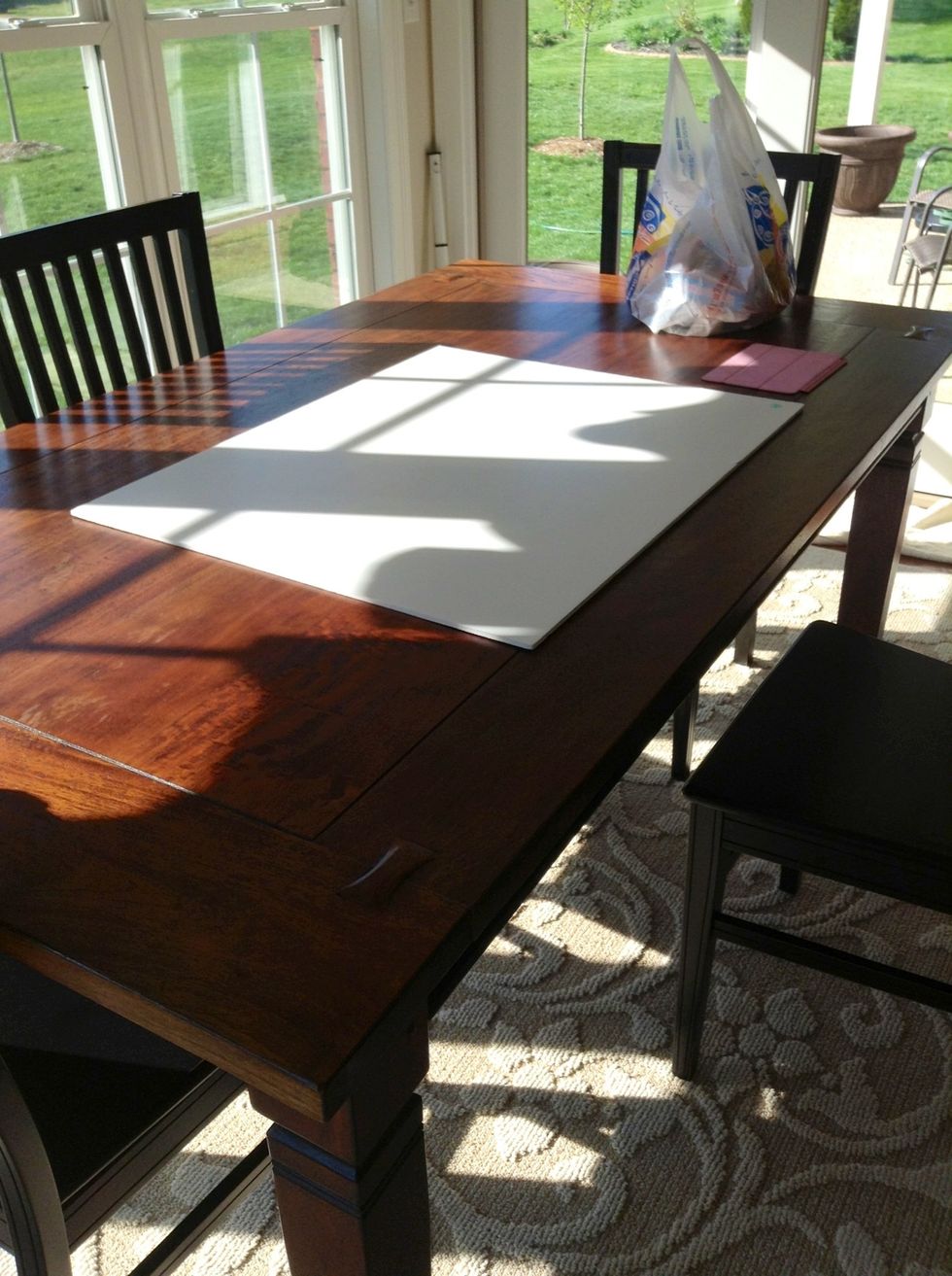 This is the poster I will be using. It is a plain white foam poster board. I got this from Hobby Lobby for $5.99. The size is 22 inches \u2716 28 inches.