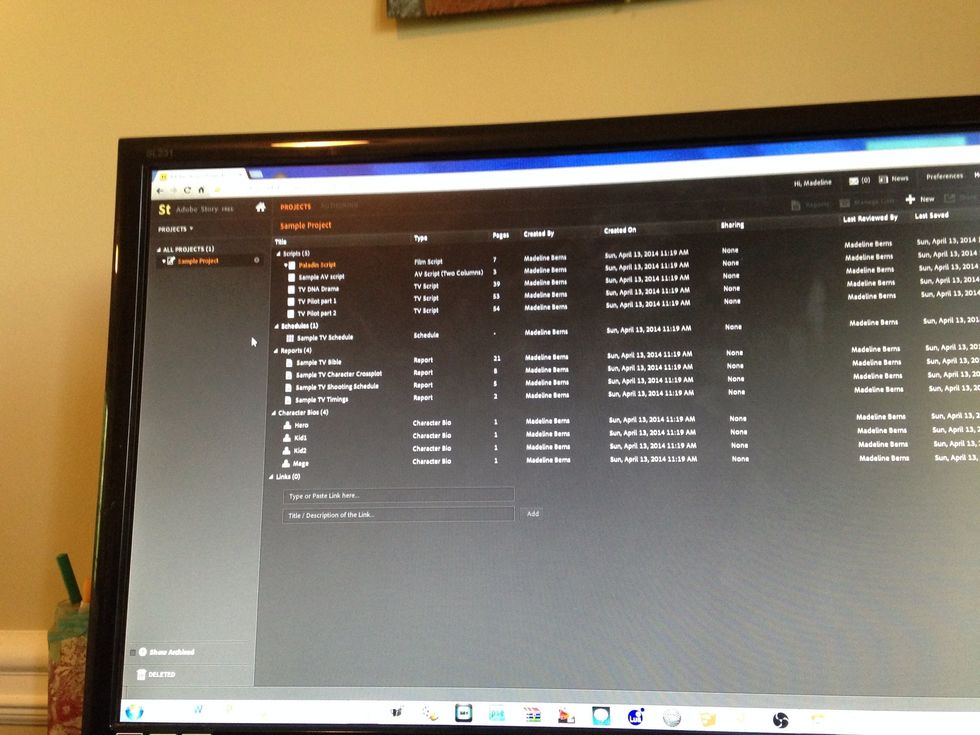 This is the projects page; it organizes all your scripts.