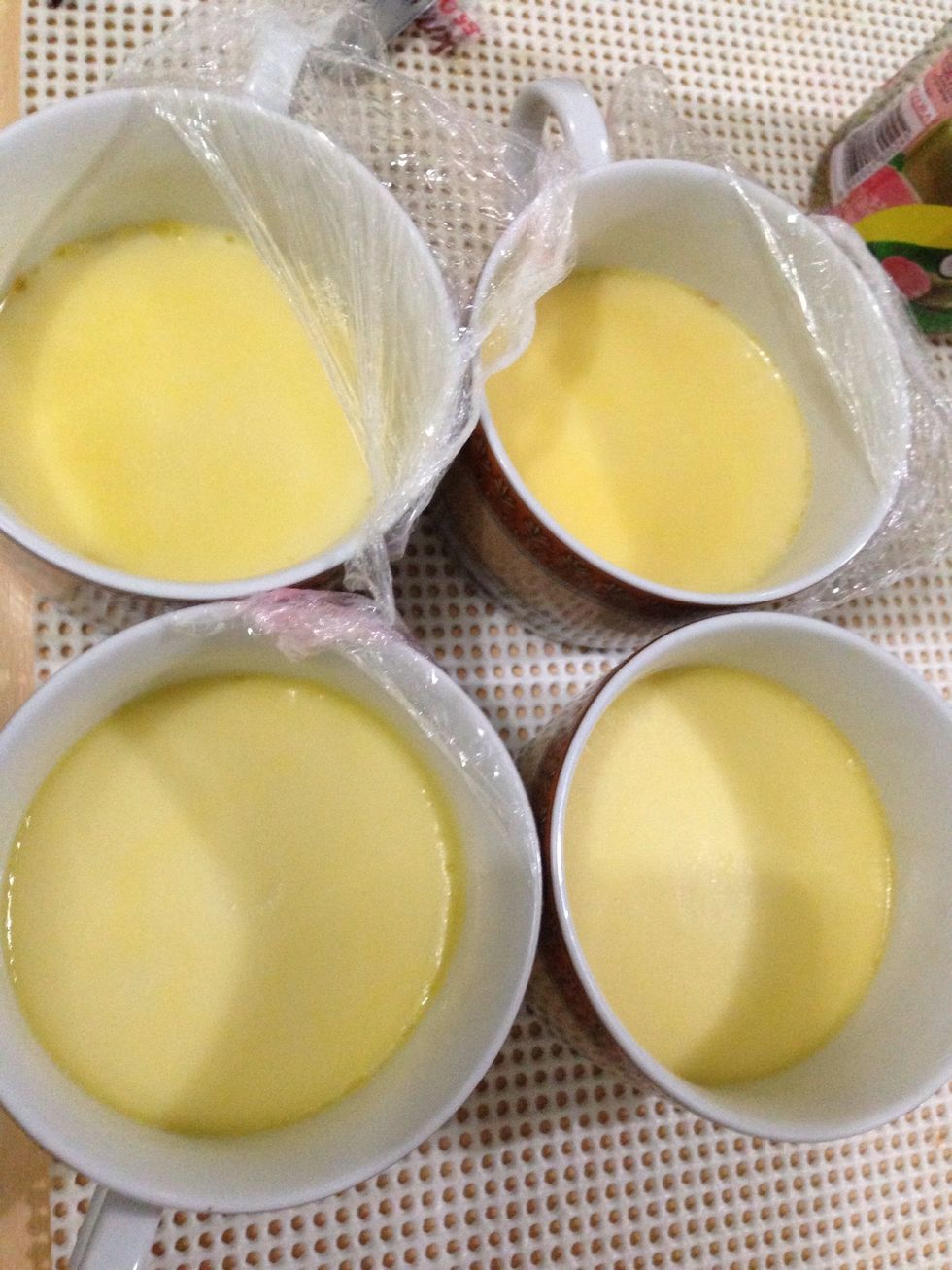 This is the pudding after 20 mins. Wait until cool. You can eat it warm but I prefer to put it in fridge for at least 1 hour