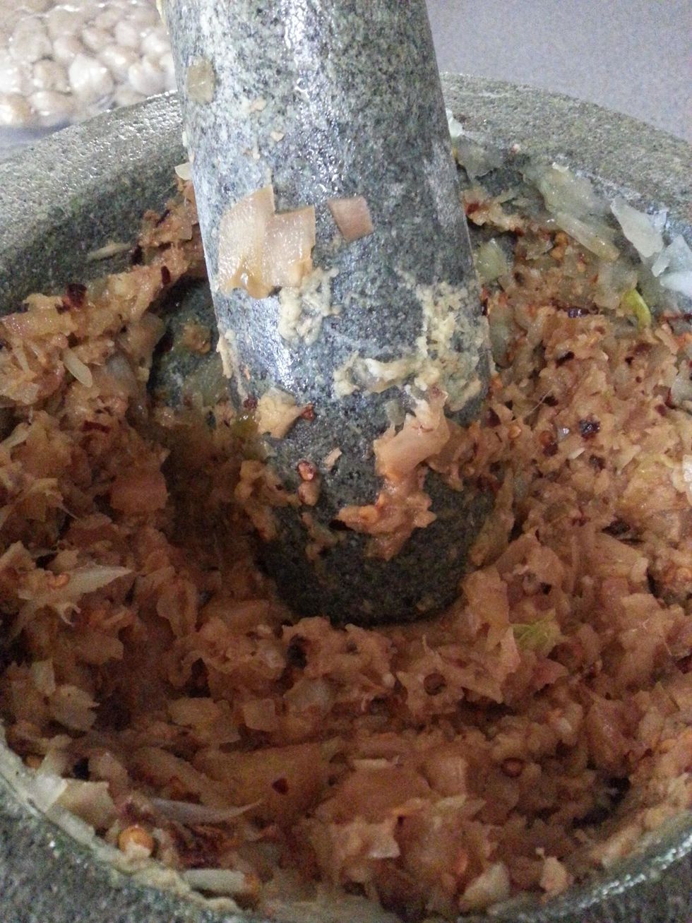 This is the resulting spice blend. You can make it as smooth or as coarse as you desire. Dicing the onion , ginger and garlic makes grinding easier.