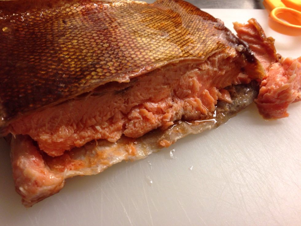 This is the salmon, it's warm smoked, I cannot seem to find a better translation for it.