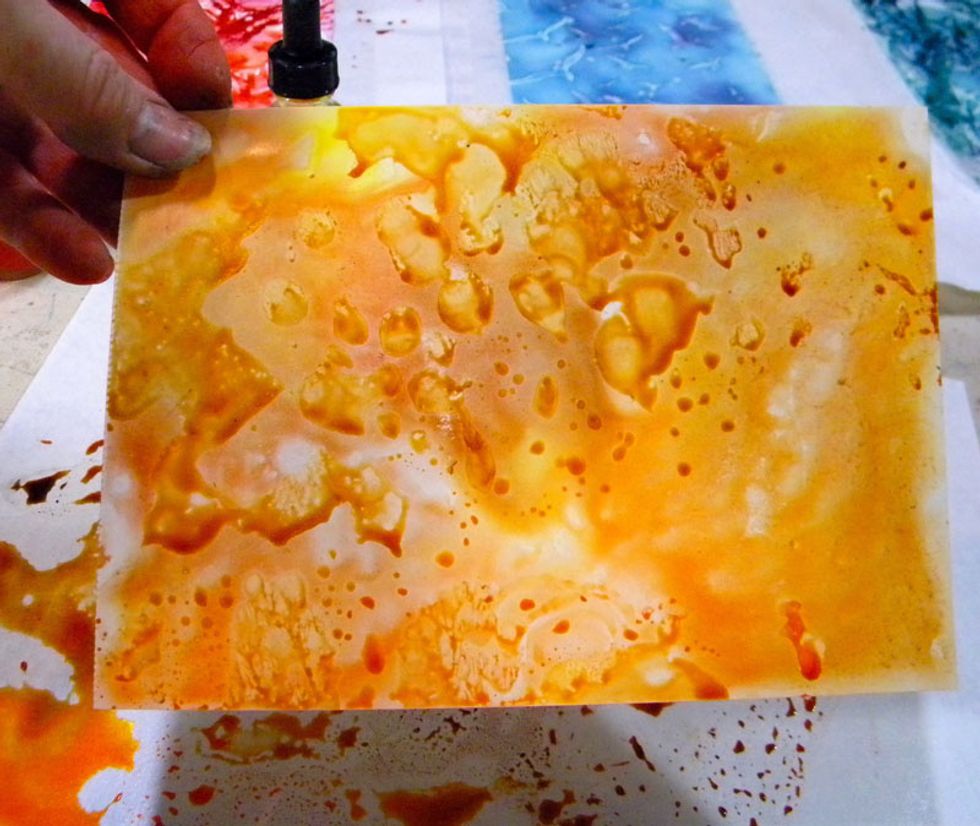 This is the second swipe. Dry the inks in between swipes for the best results.