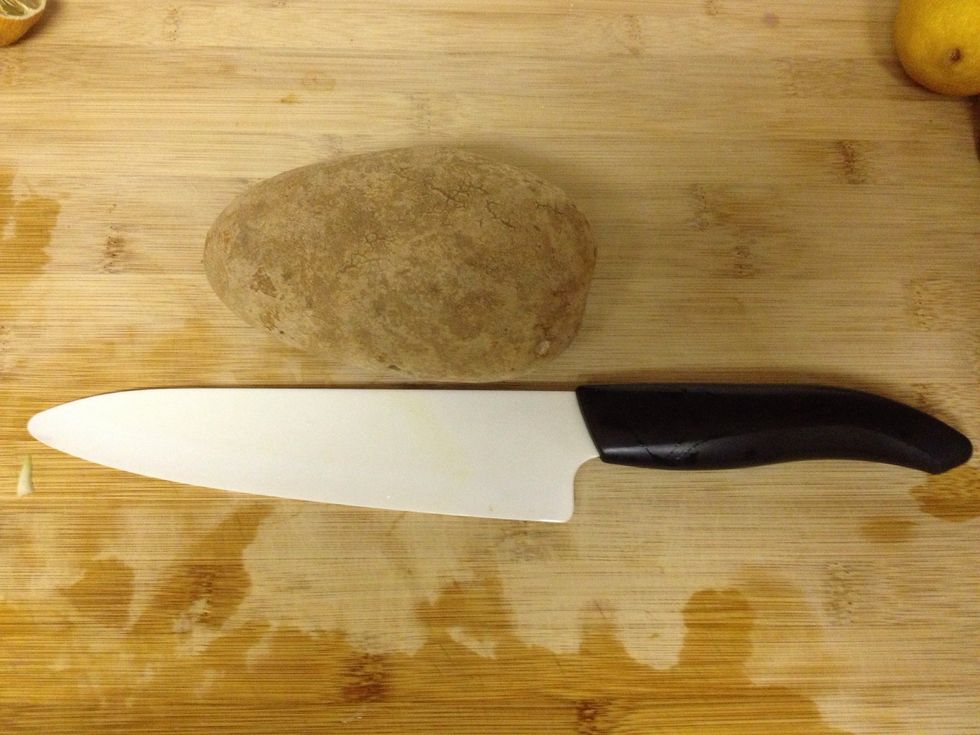 This is the size potato I use. I used 2 because my squash was small but if yours is very large you can use one. The potato also acts as a thickener too so bare that in mind if you like thick soup