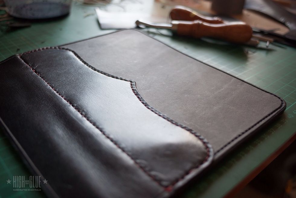 This is the spine (and corners on the other side of the piece) already sewn into place.