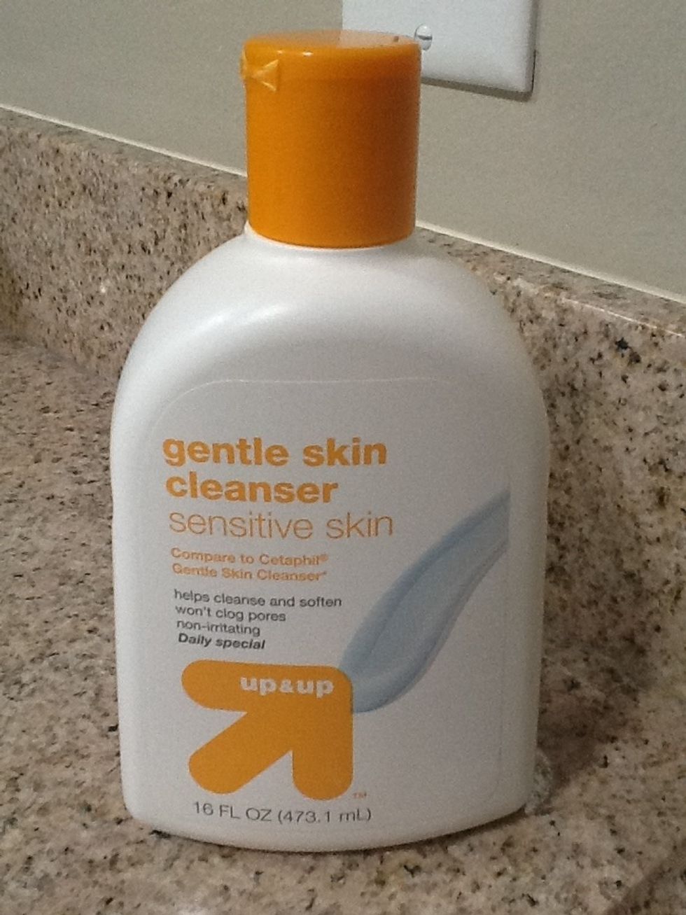this is the store brand version of Cetaphil face wash. I use this because my skin is really sensitive and this does not irritate it. it is about 8 dollars.