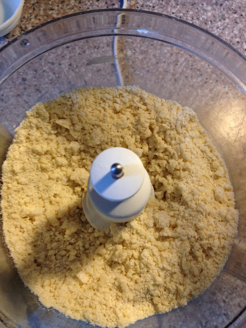 This is the texture you want. Transfer to medium bowl and sprinkle vodka and ice water over the mixture. Stir and press dough together,using a stiff rubber spatula, until dough sticks together.