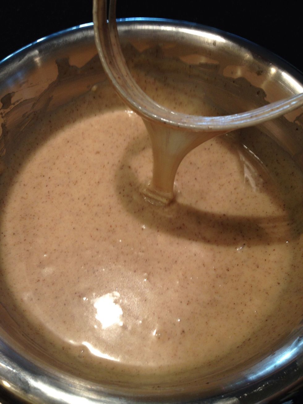 This is the thickness you're looking for when it is ready to freeze.
