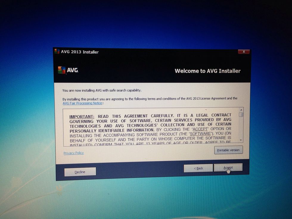 This is the user agreement. Read though it and click the "next" button.