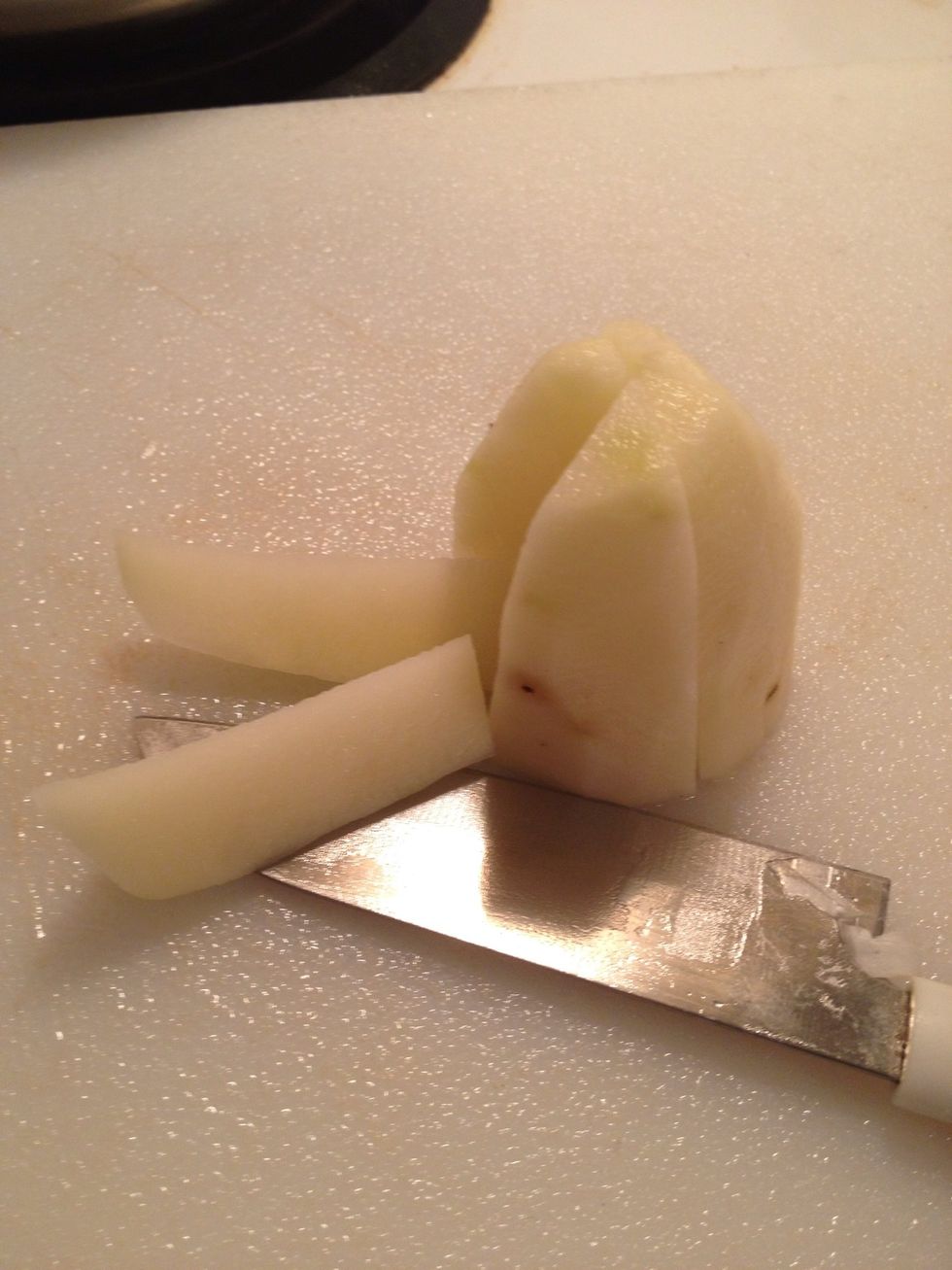 This is the way I cut it, it's really up to you but make sure it has both smaller and bigger peices.