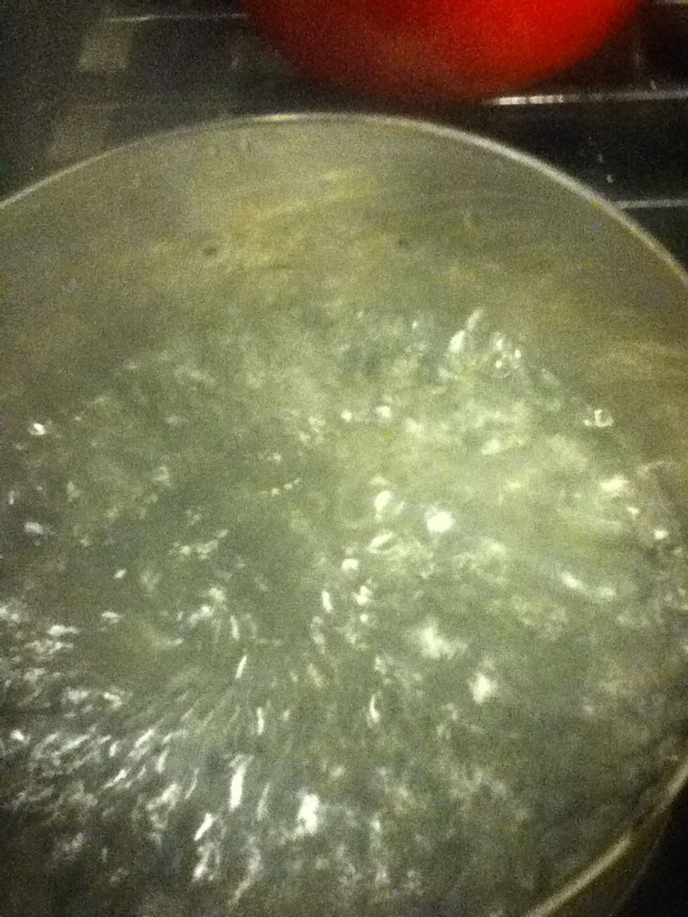 This is what boiling water looks like.. Don't touch it.. I know, there's bubbles, but resist the urge..