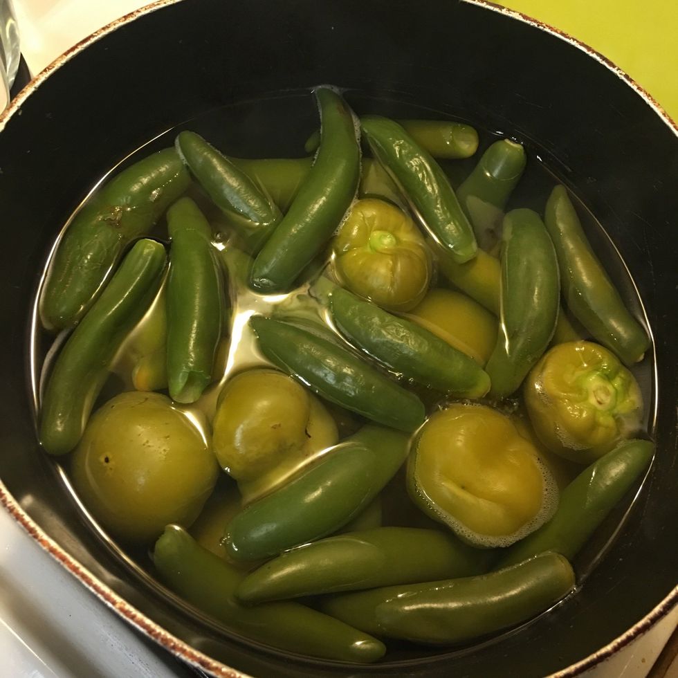 This is what chilies and tomatillos look like once boiled