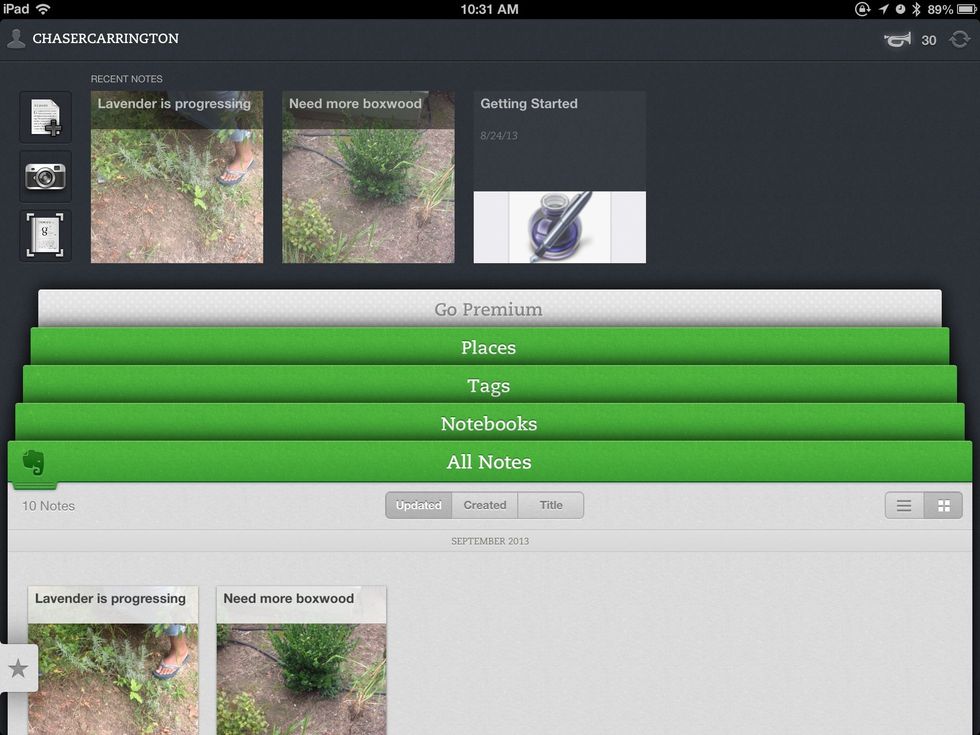 this is what Evernote should look like when you open it.
