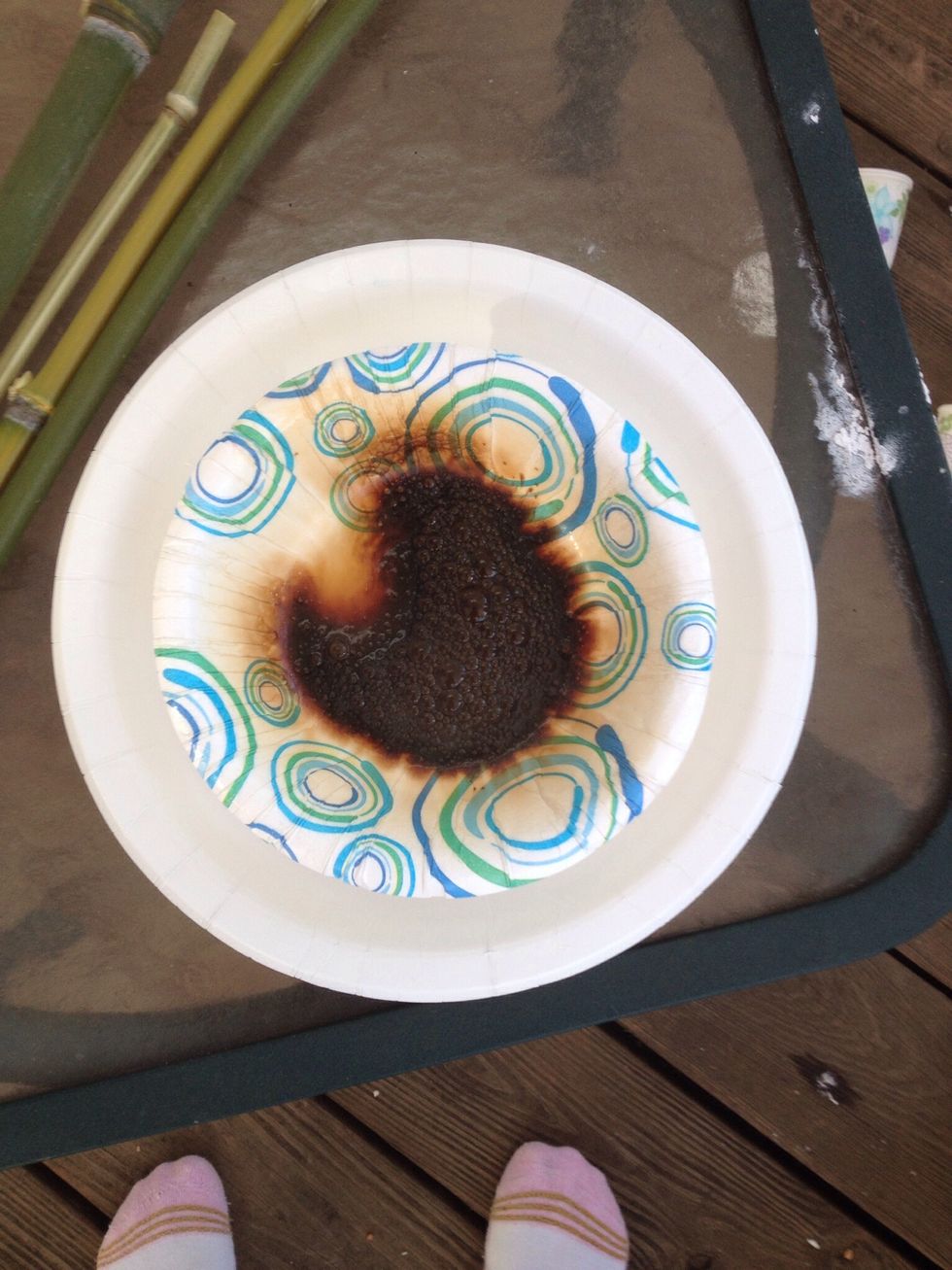 This is what happens when you over heat your soap. Take your bowl and put it out side asap When soap is burned it may release chemicals that could be harmful if you breath it & it smells awful.