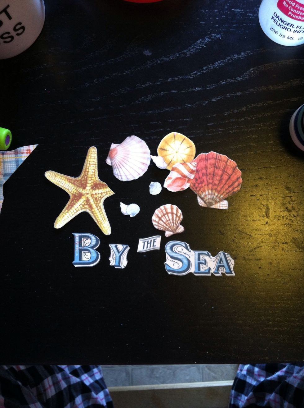 This is what I fussy cut out. In hindsight, I would have cut the B and Y together just like I cut out the SEA.