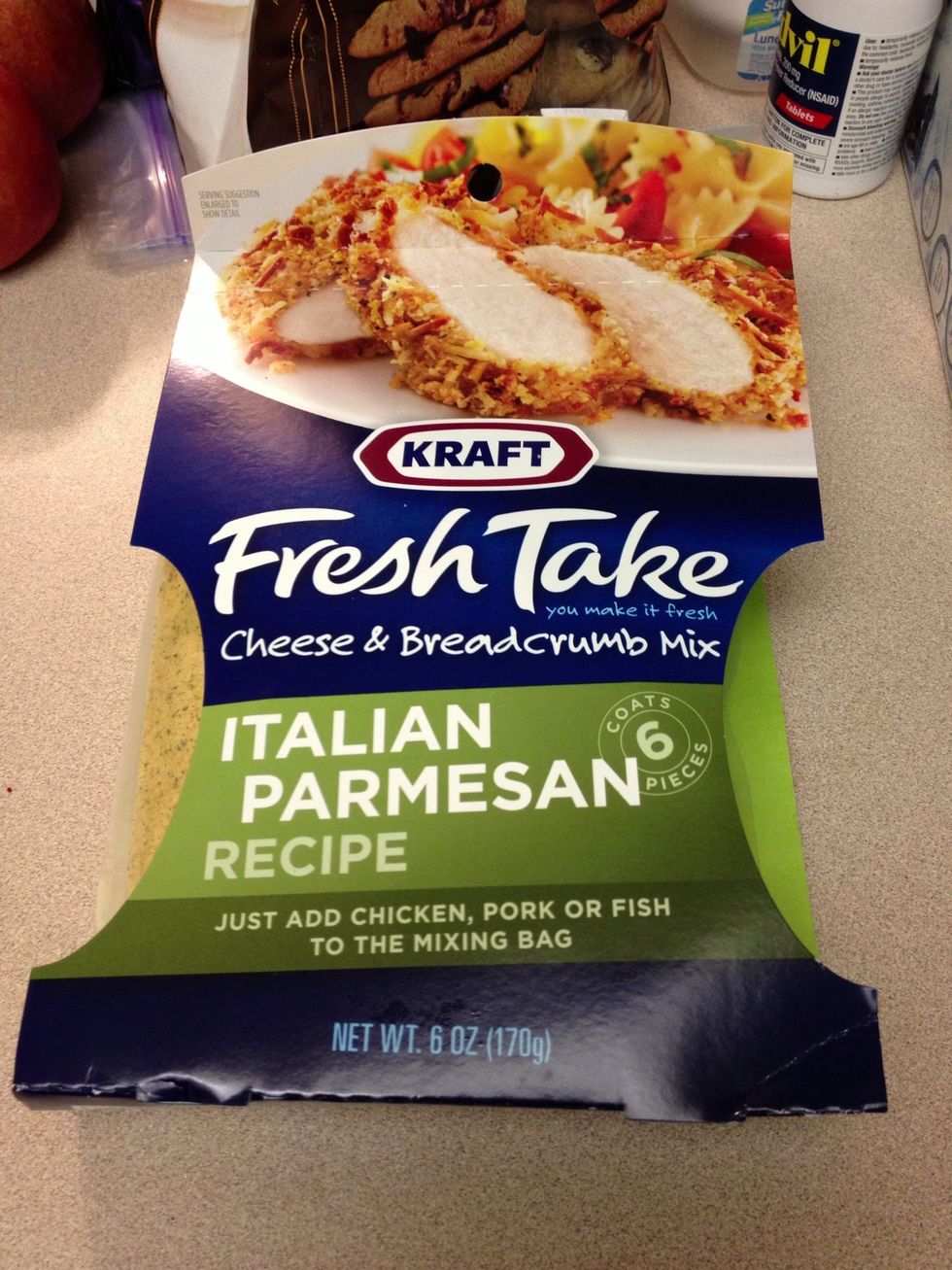 This is what I used for the chicken in the previous picture. Just dip it in egg then in this crumb mix, bake chicken for 20 min at 350 degrees