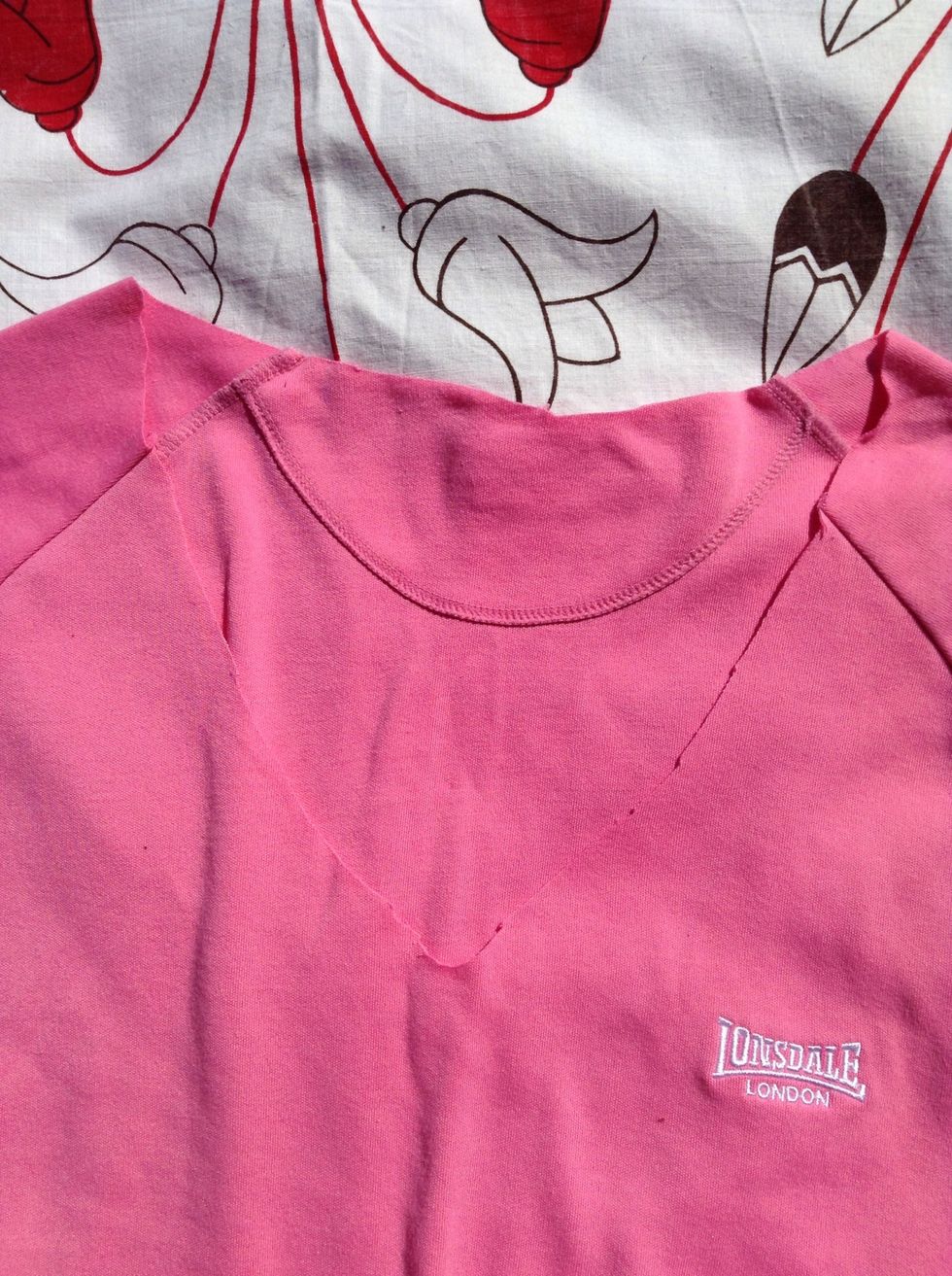 This is what it'll look like once you cut out the neckline.