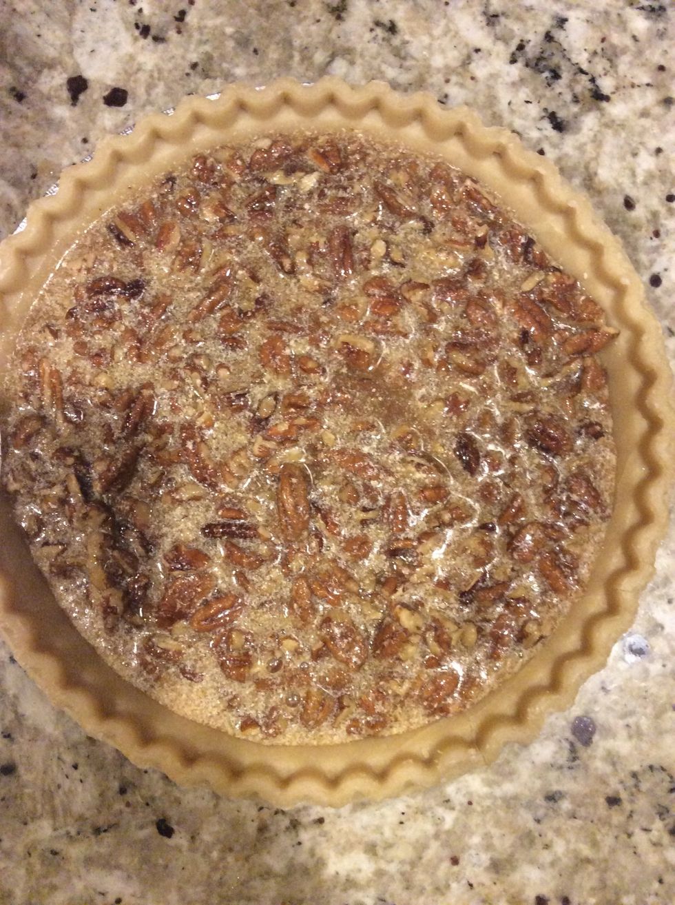This is what it looked like after I poured the mixture into the pie crust