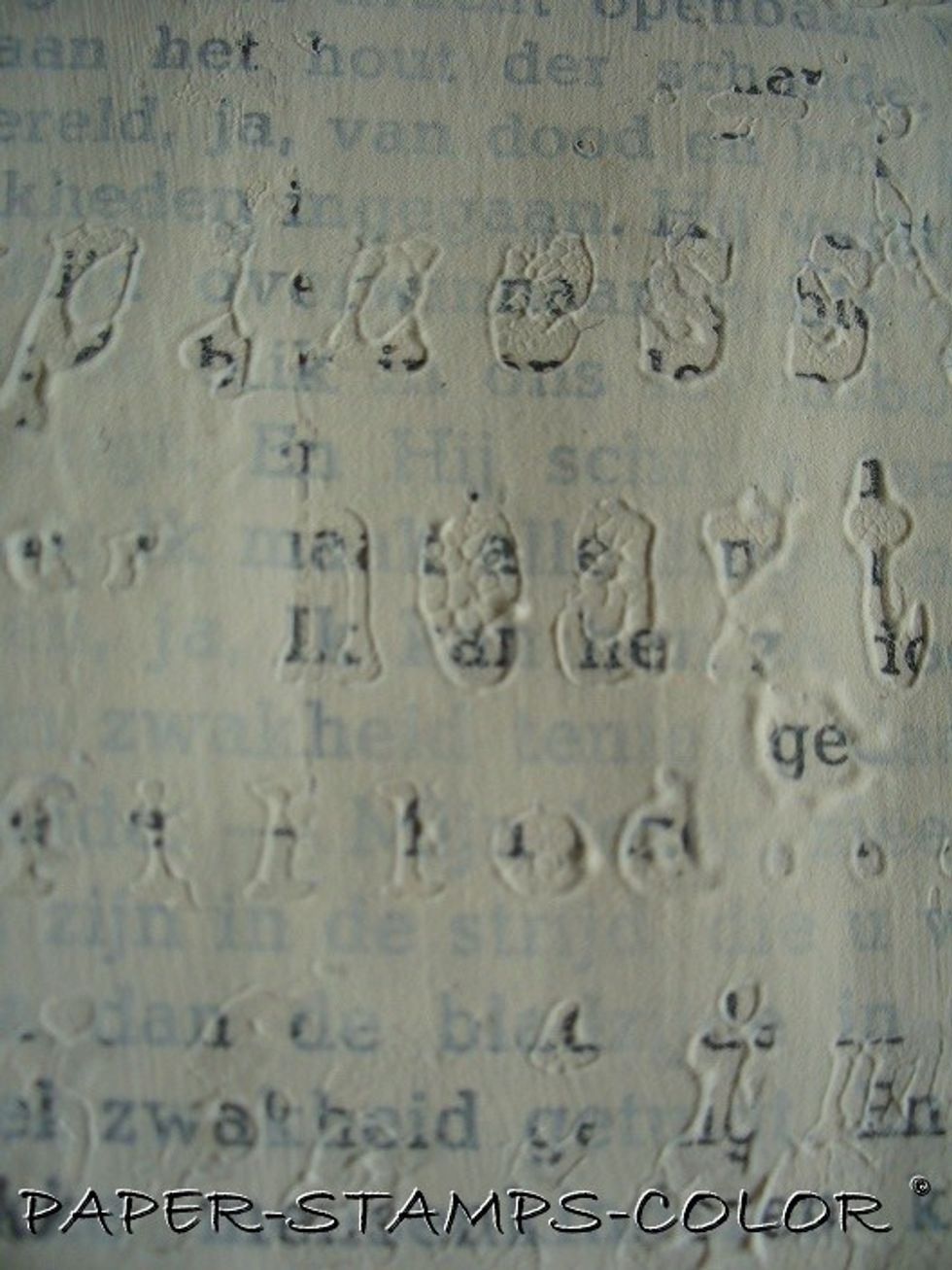 This is what it looks like after stamping in the gesso.