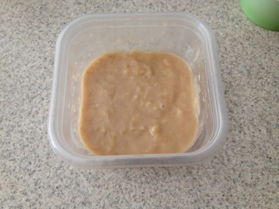 This is what it looks like mixed together. Place the mixture into the freezer for an hour or so.