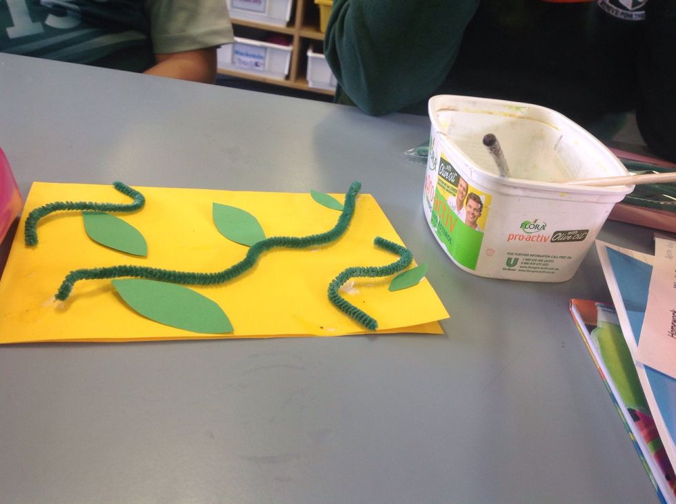 This is what it looks like when the leaves are glued on the yellow card