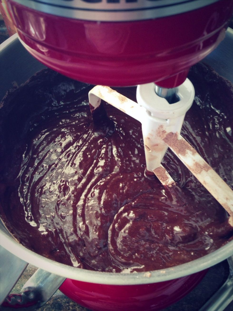 This is what it should look like after beating until just combined. There will be some bubbles which is normal.