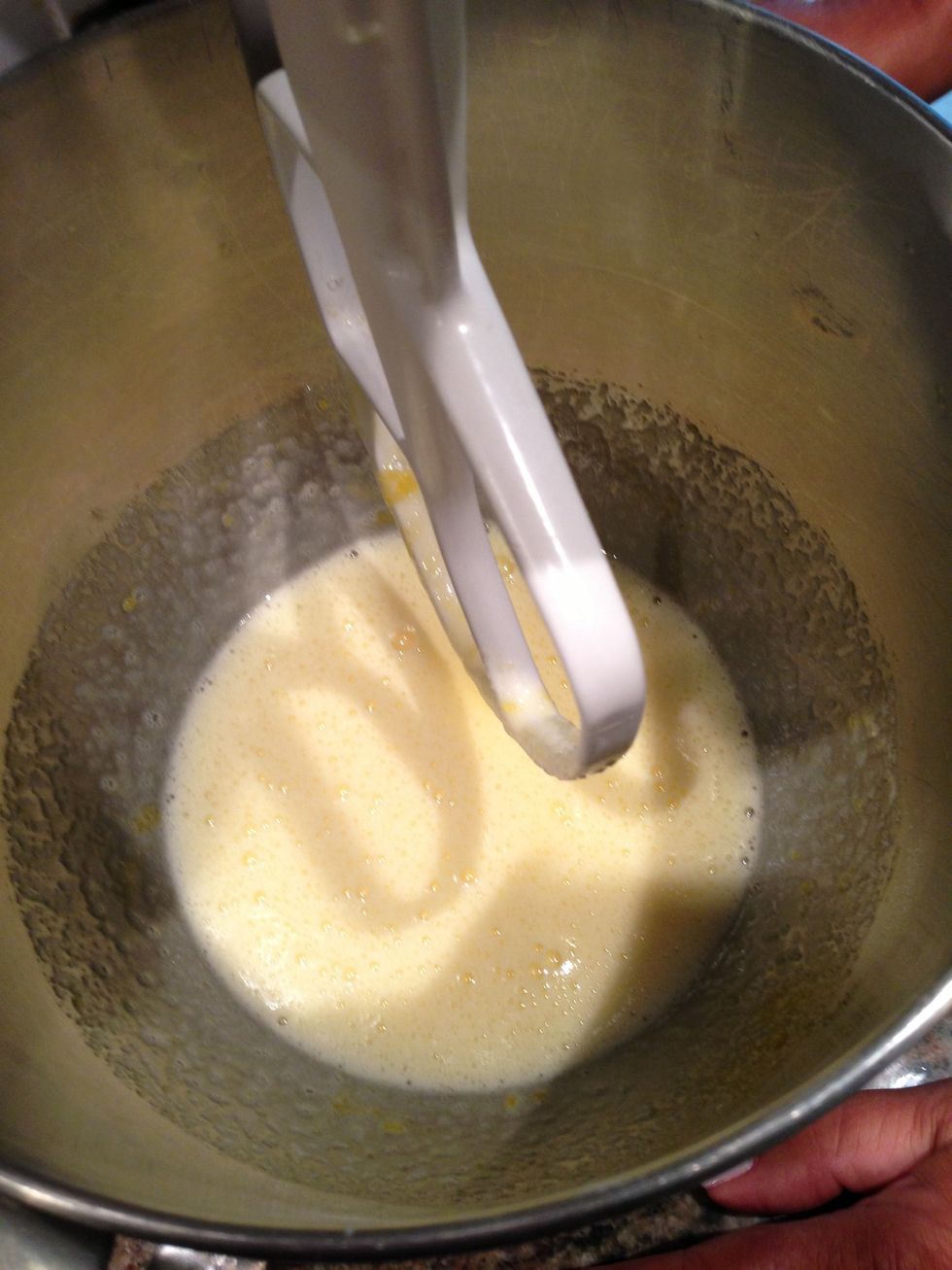 This is what it should look like after the eggs and sugar are beaten.