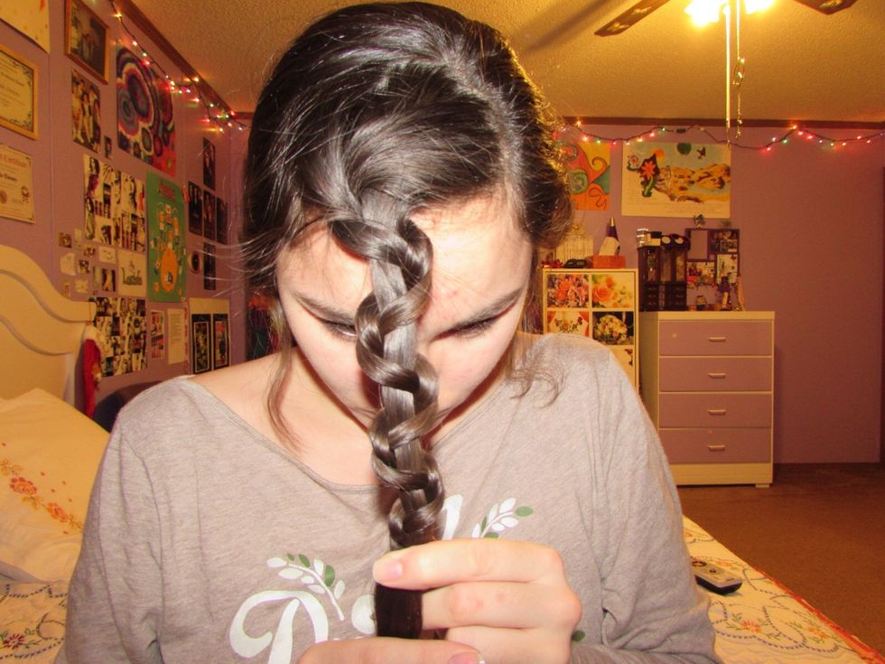 This is what it should look like after you have spaced out the braid.