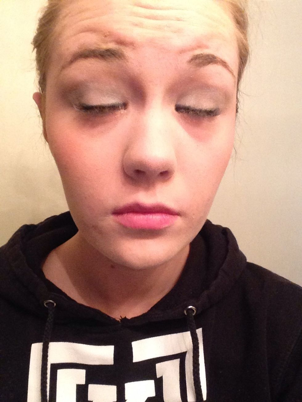This is what it should look like. I know it looks sloppy but the white will tend to get on your eyelashes and look awkward at first.