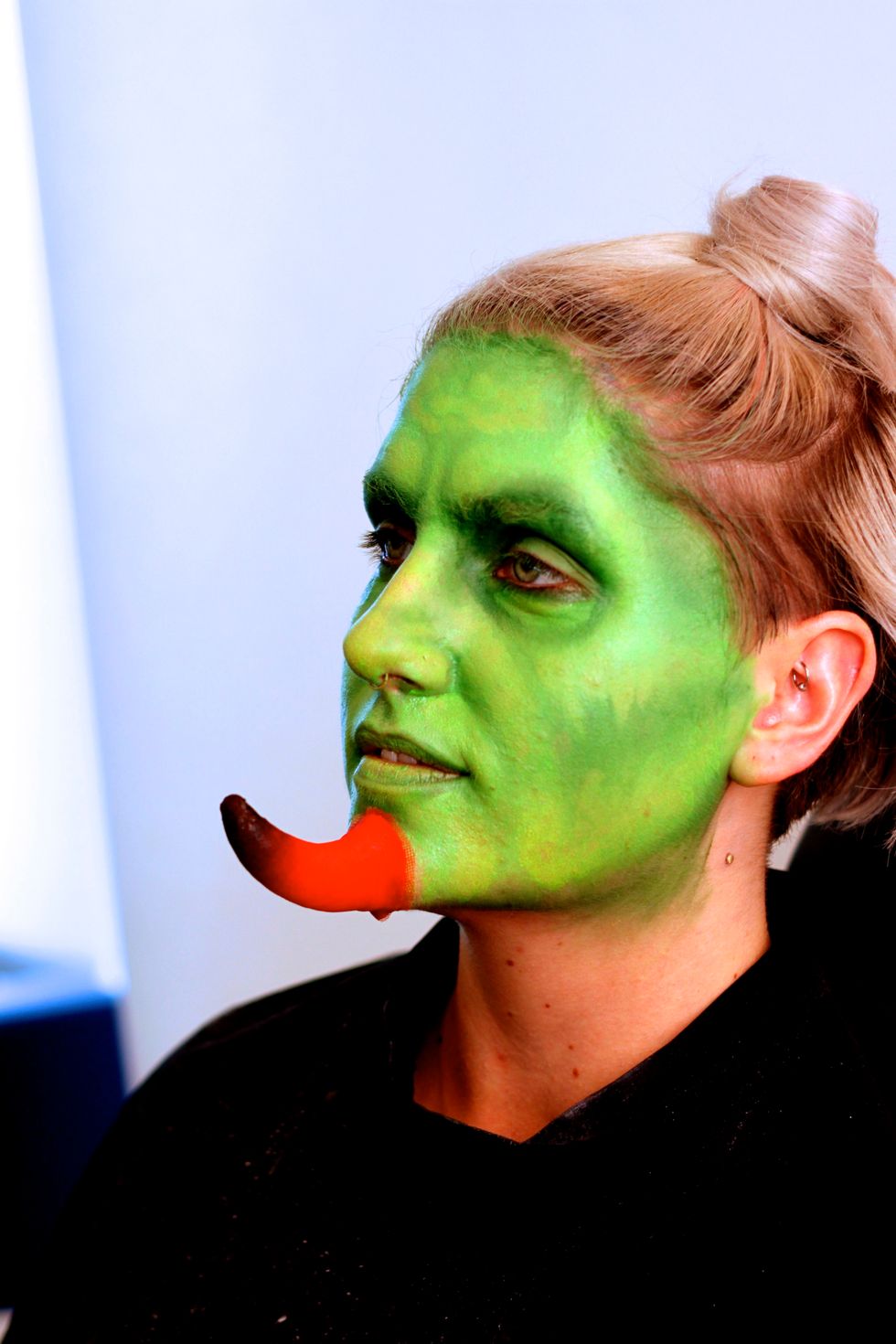 This is what it should look like on your chin. You could also put two horn on your forehead if you wanted.