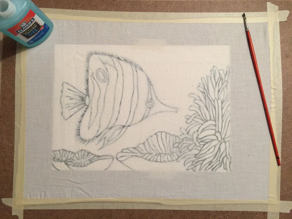 This is what it should look like when the glue painting is complete.