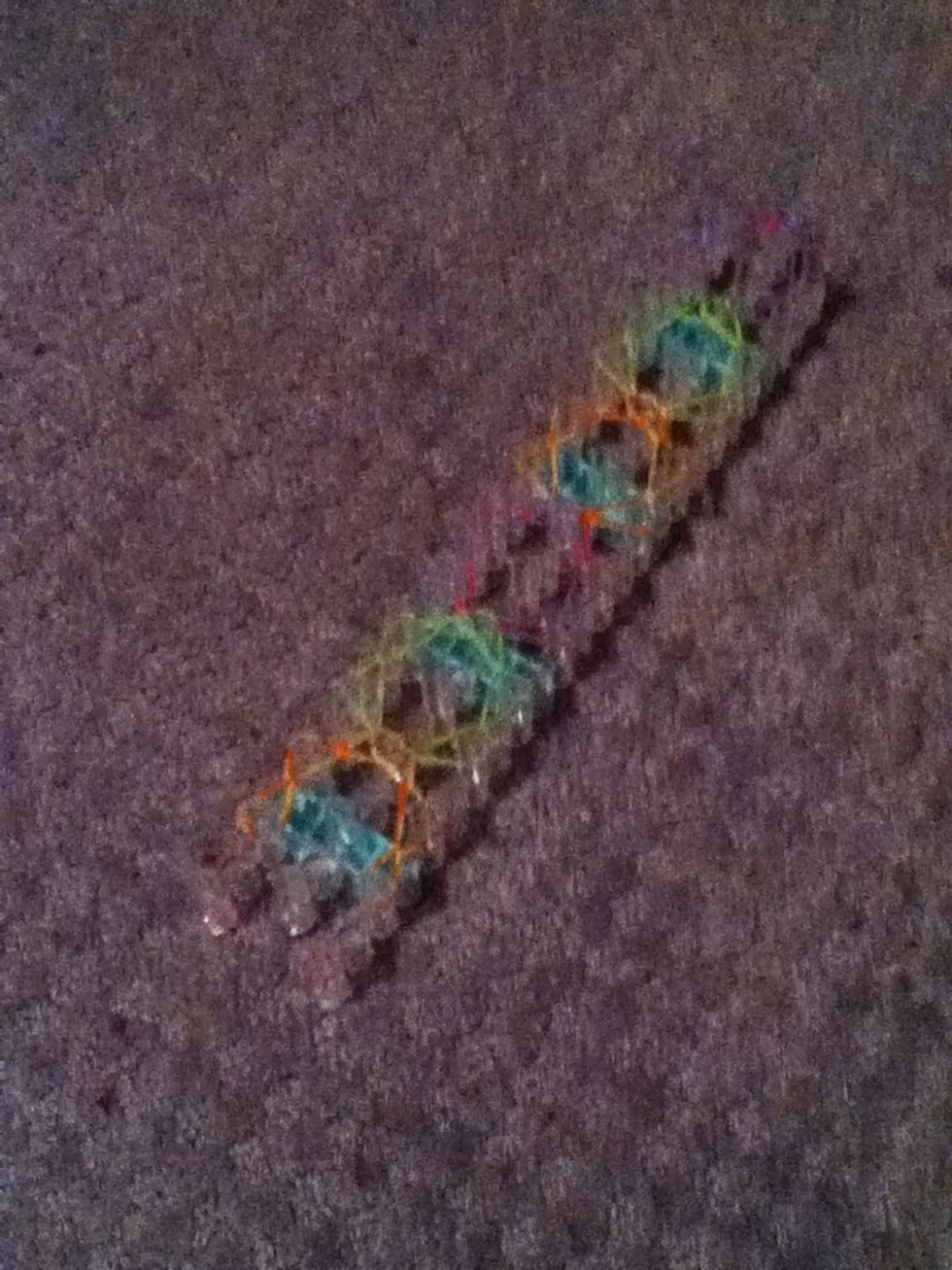 This is what it should look like when you are done hooking