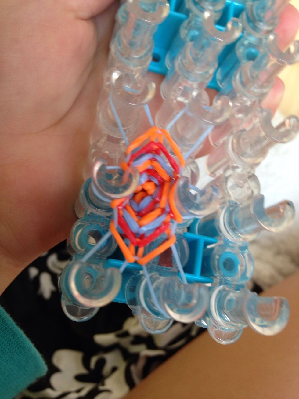 This is what it should look like when you are done with the hooking part!