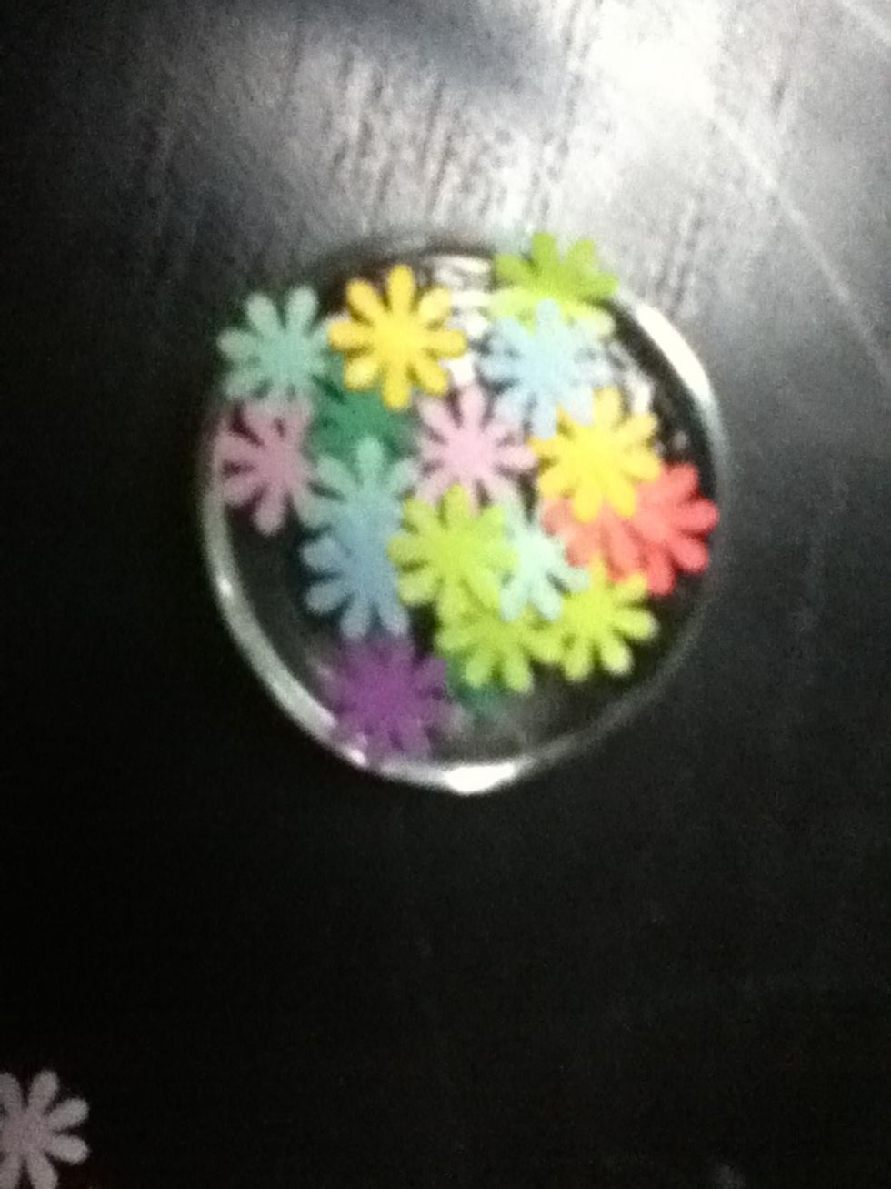 This is what it will look like after you have sprinkled on as many as will stick.
