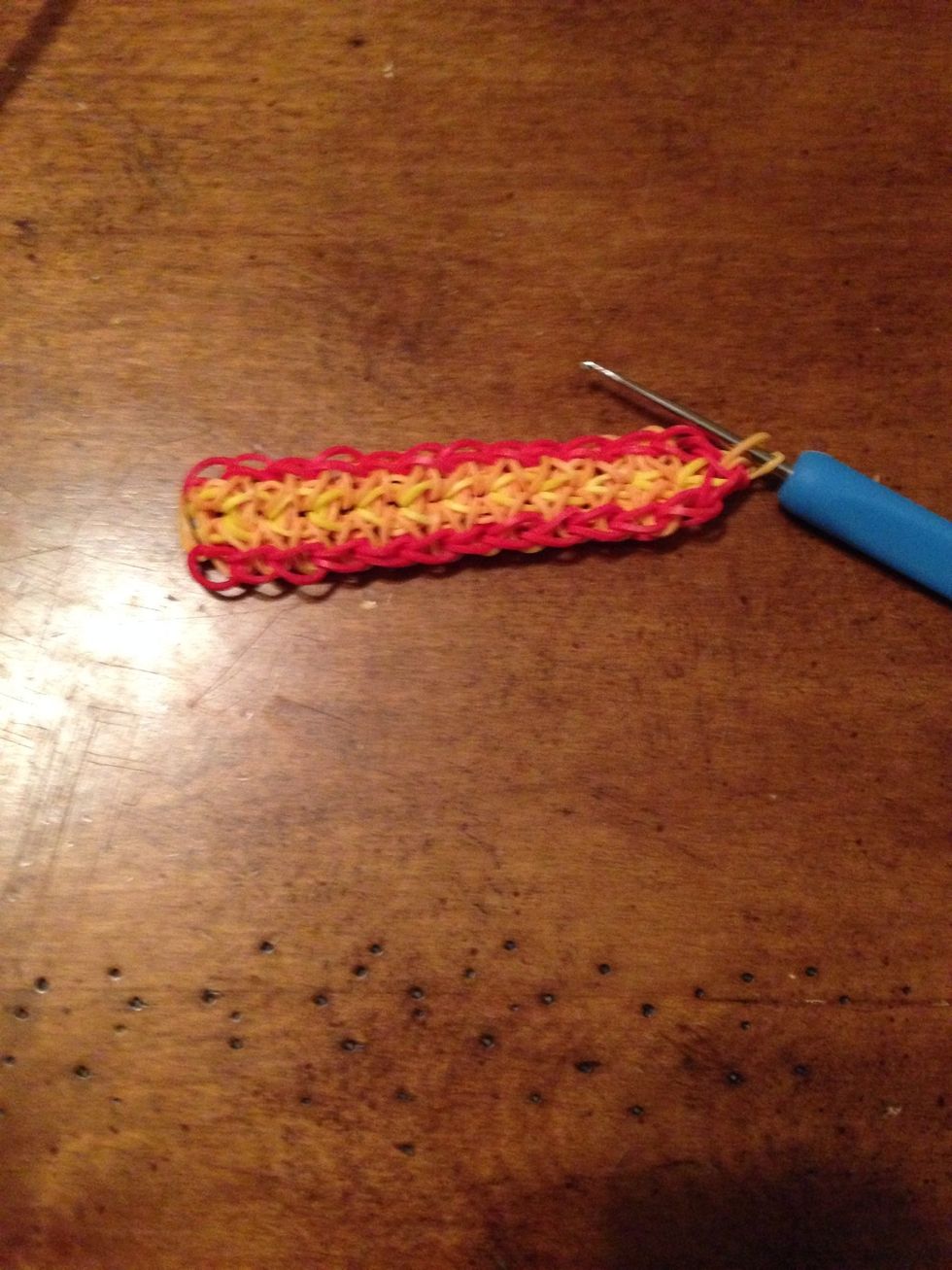 This is what it will look like it is gonna be to short for your wrist so you will have to make it longer