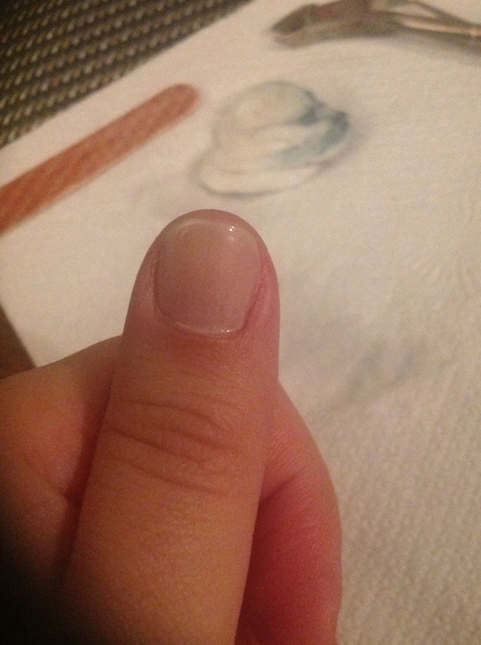 This is what mine looks like. I chose a very light color. Based on experience, you may not want the main polish too thick because it will make the polish for the tips difficult to apply and dry.
